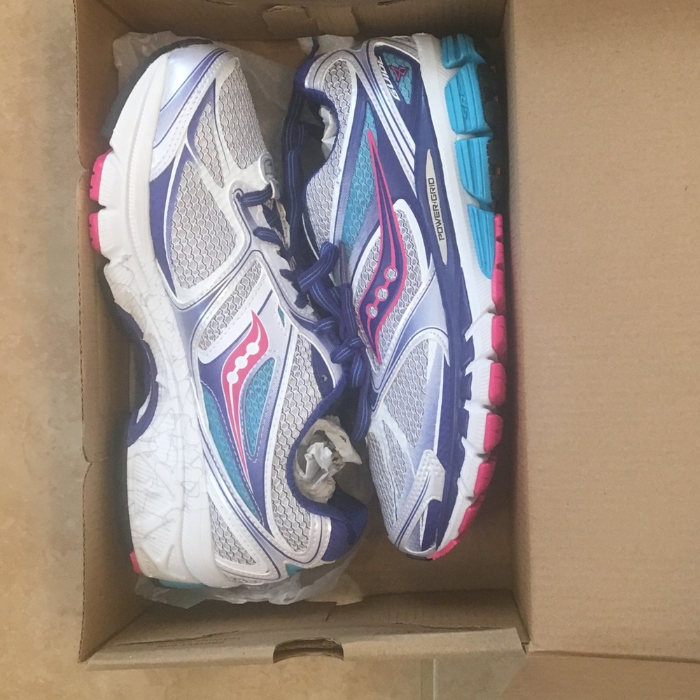 Saucony Women's Sneakers in White with Blue & Pink Accents